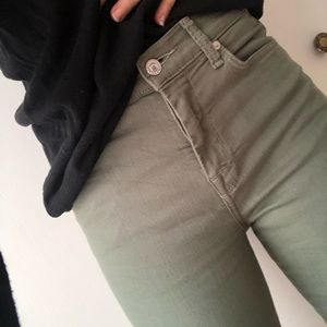 7 for All Mankind High Rise Ankle Skinny in Olive